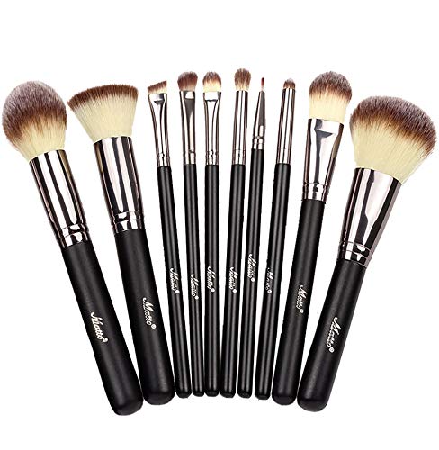 10 Cruelty Free Makeup Brushes Set, Black