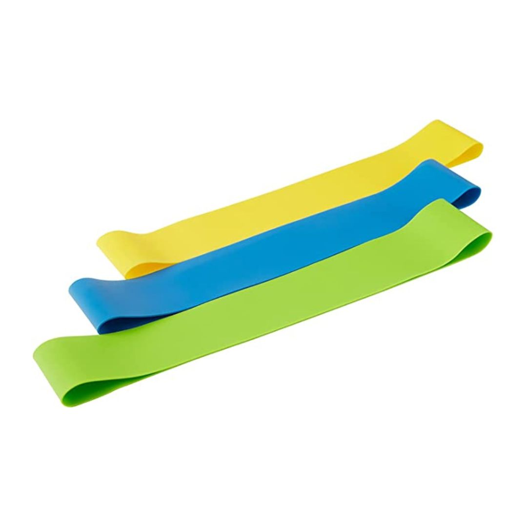 Resistance bands 12 inch, Yellow, Blue, Green