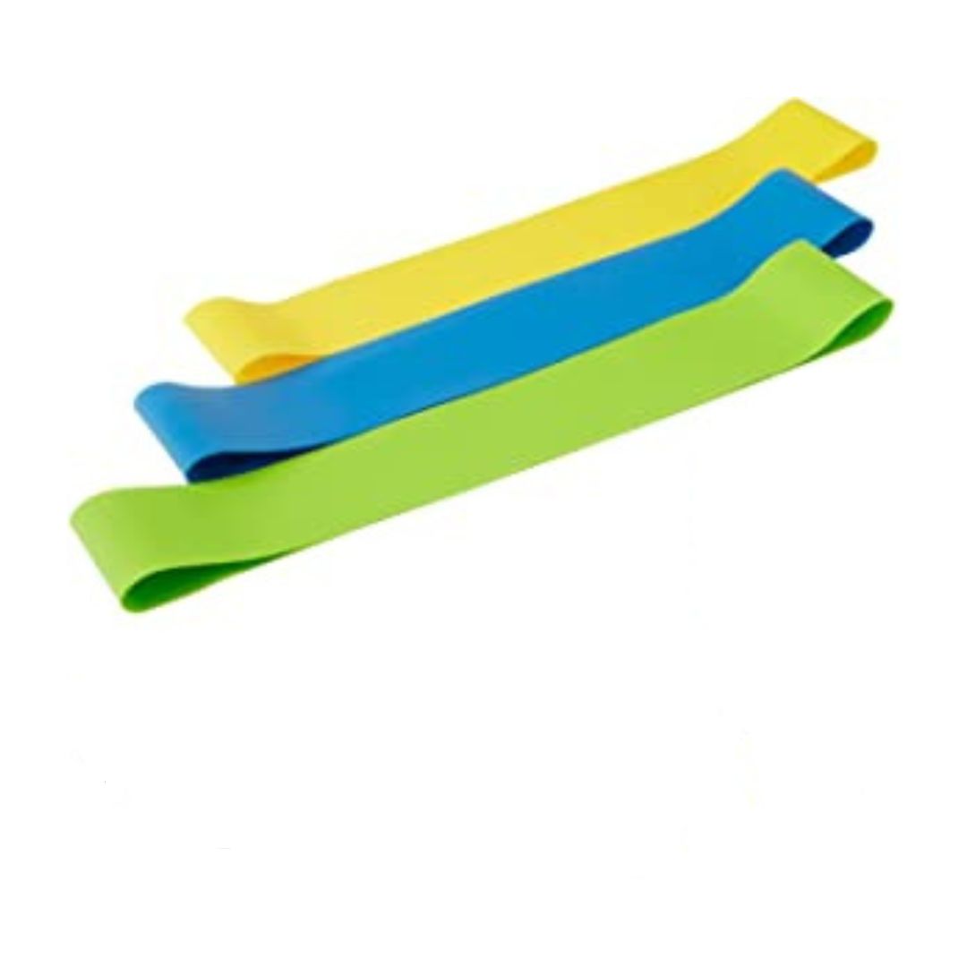 Resistance bands 12 inch, Yellow, Blue, Green