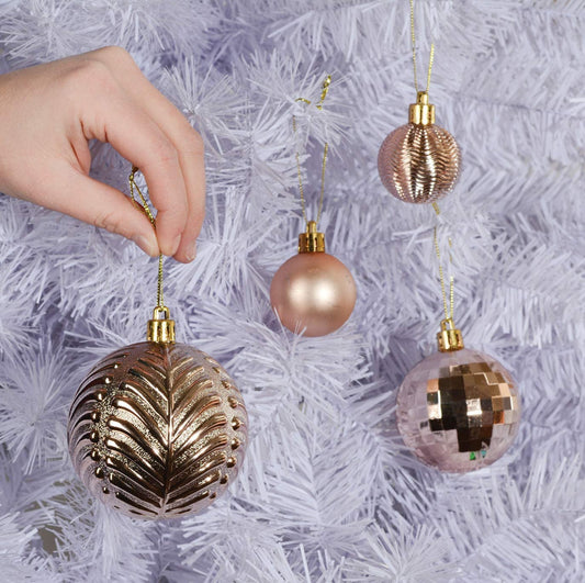 Rose Gold Christmas Balls for Christmas Decorations - 36 Pieces