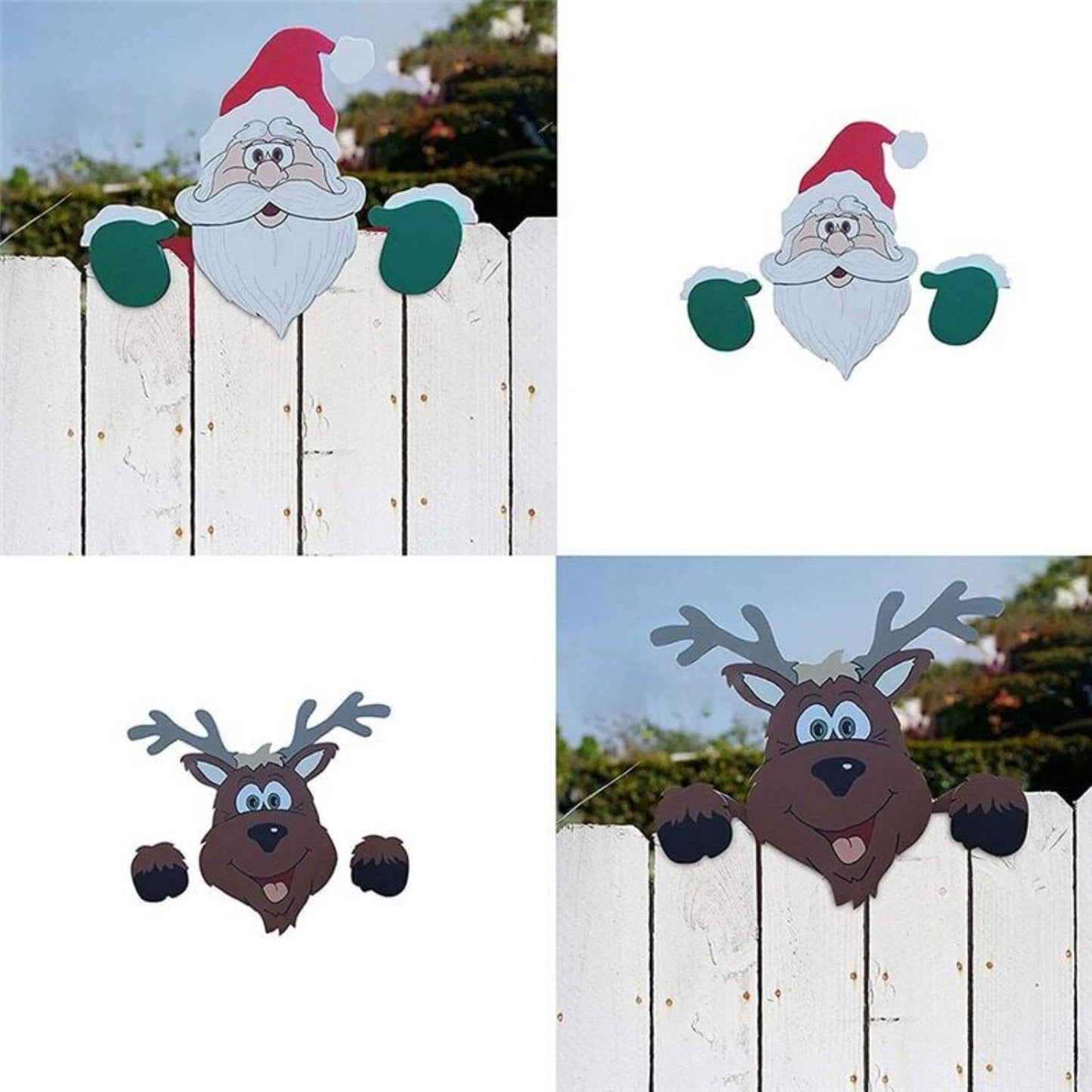 2 Pieces Christmas Fence Decoration Santa Claus