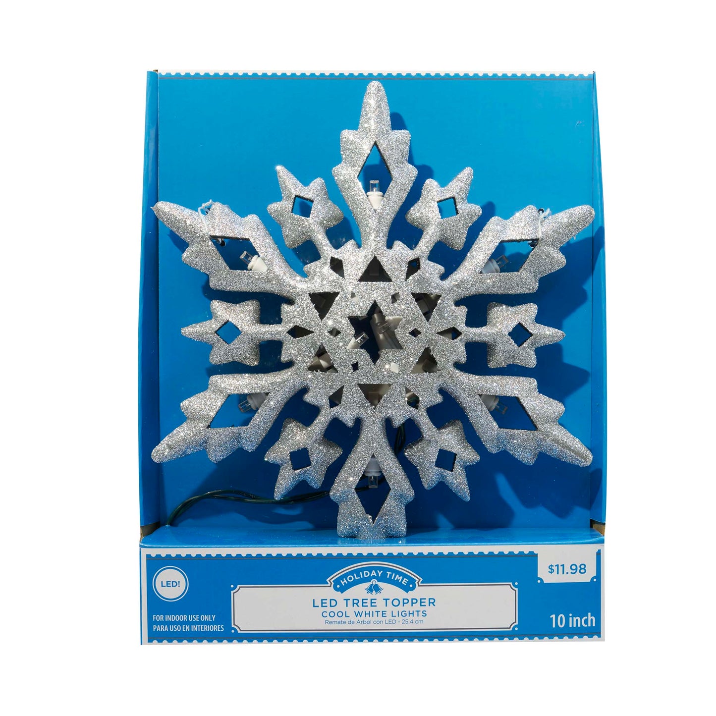 Frosted LED Snowflake Christmas Tree Topper, 10"