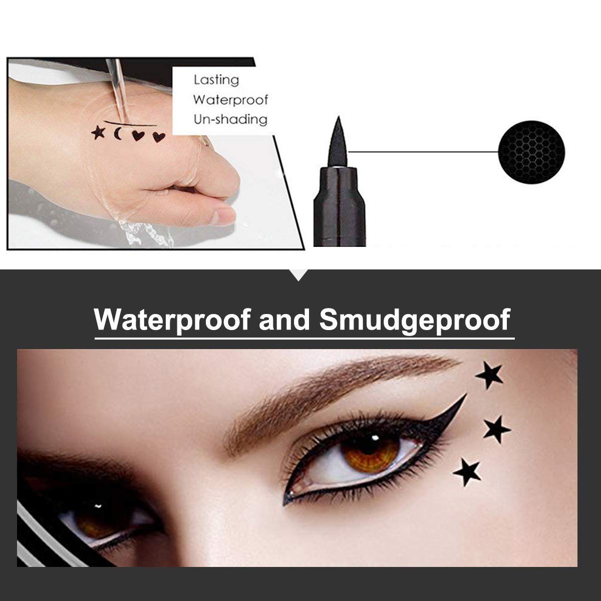 Eyeliner with figures in stamps, 4 Count (Pack of 1) color: black