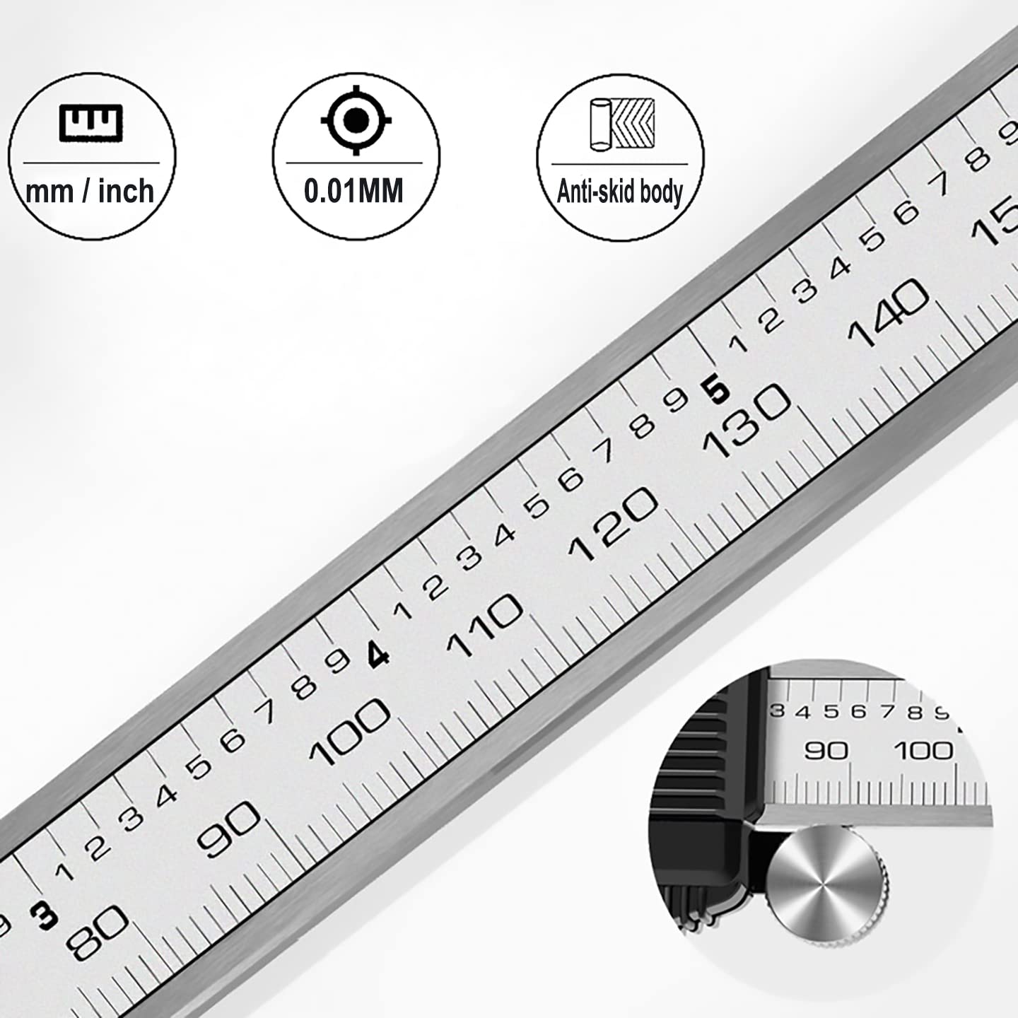 0-6 inch stainless steel digital caliper with large LCD display