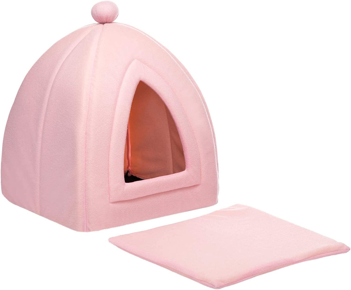 Triangular Folding Pet Bed 2 in 1 (Pink) 12" x 12" x 16"