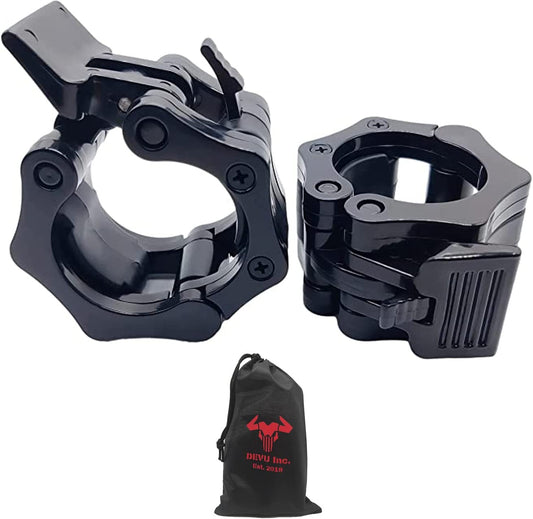 Pair of 2" Quick Release Olympic Bar Clamps, Color: black