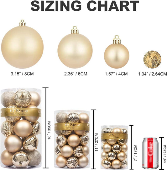 Christmas spheres for tree decoration, Champagne, 2.36-Inch