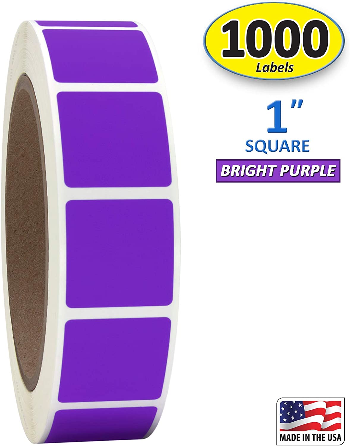 Roll of 1,000 1" Square Labels (Bright Purple)