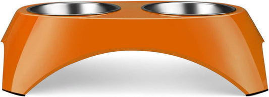 Set of 2 stainless steel dog bowls (color: orange)