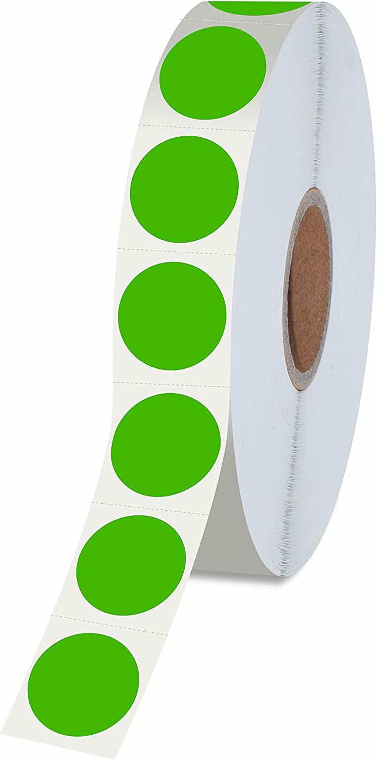 1500 Permanent 1/2" Round Stickers, Green