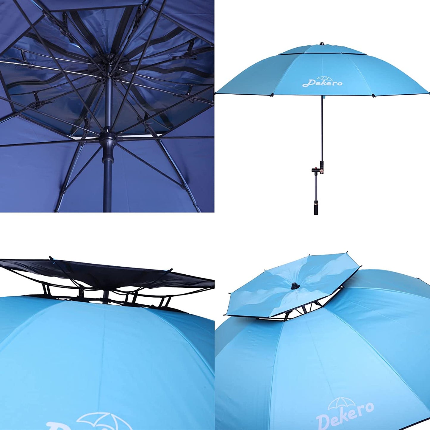 Large Windproof Beach Umbrella, Color: blue