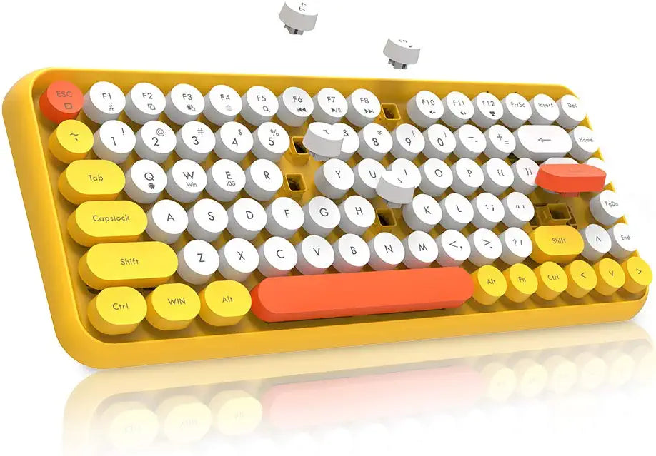 84-Key Compact Bluetooth Wireless Typewriter Keyboard (Yellow)