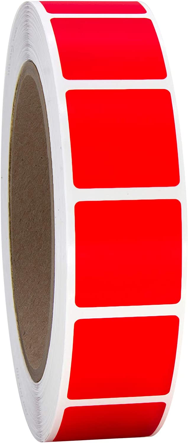 Roll of 1,000 1" Square Labels (Bright Red)