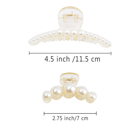 4 large pearl hair clips, (black and white)