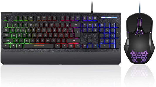 Gaming Keyboard and Mouse Combo Colorful Lights Rainbow