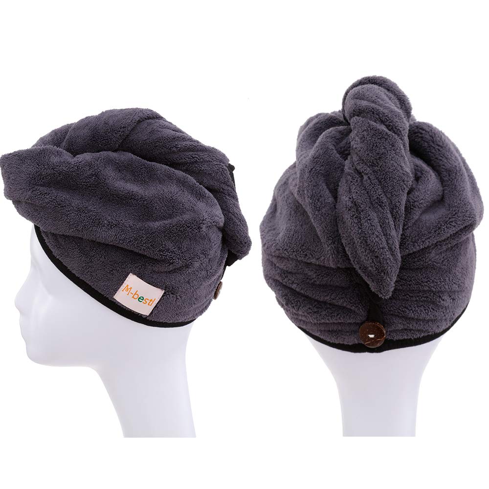 2 pack hair drying towels (dark gray and blue)