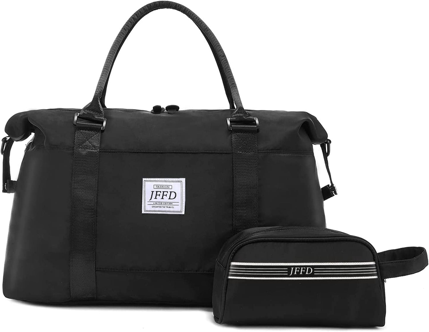 Travel Duffel Tote Bags & Toiletry Bag, Color: Cute-Black-2PC