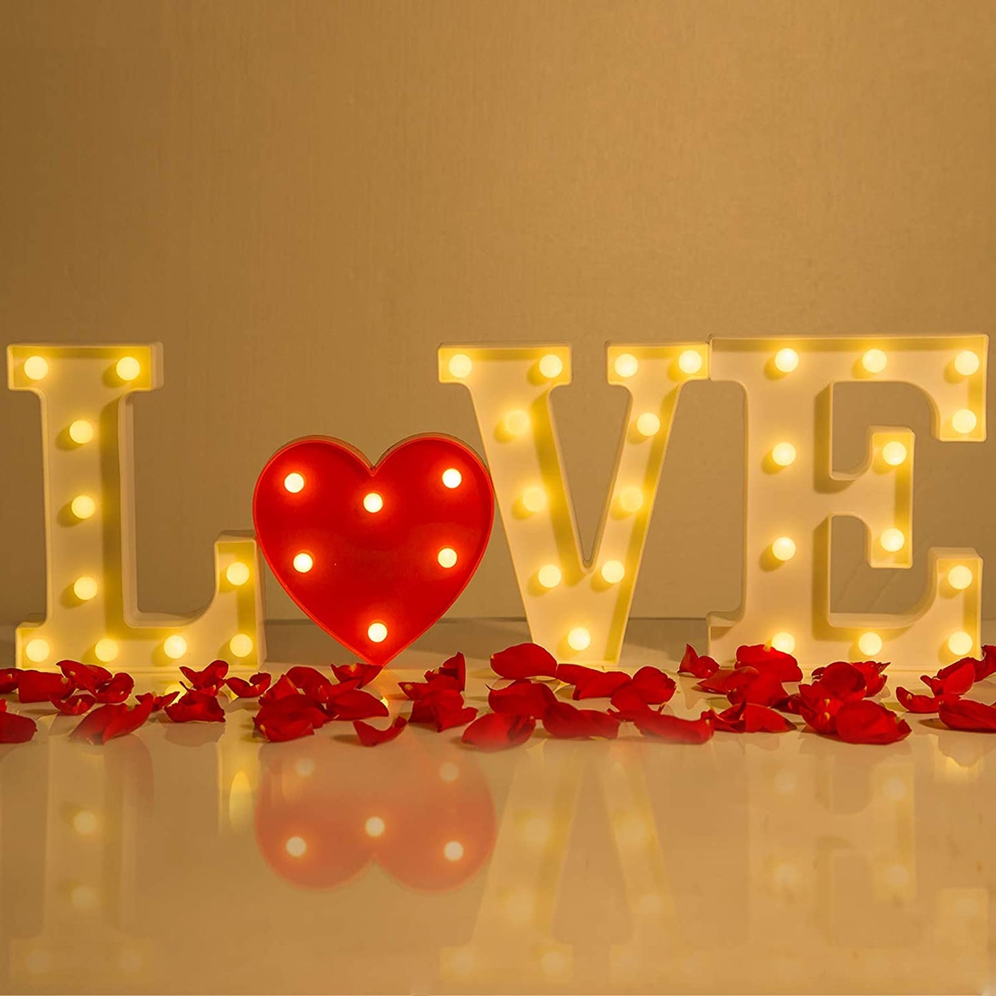 4 Pack Heart Shaped LED Letter Lights