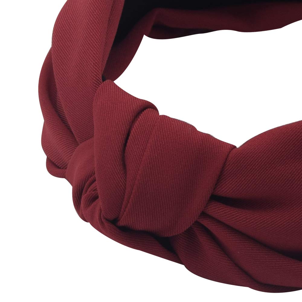 1 Pcs Women's Knotted Headband Wine Red