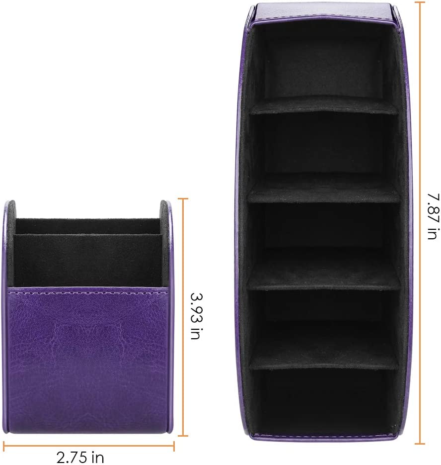 Remote Control Holder with 5 Compartments, Purple