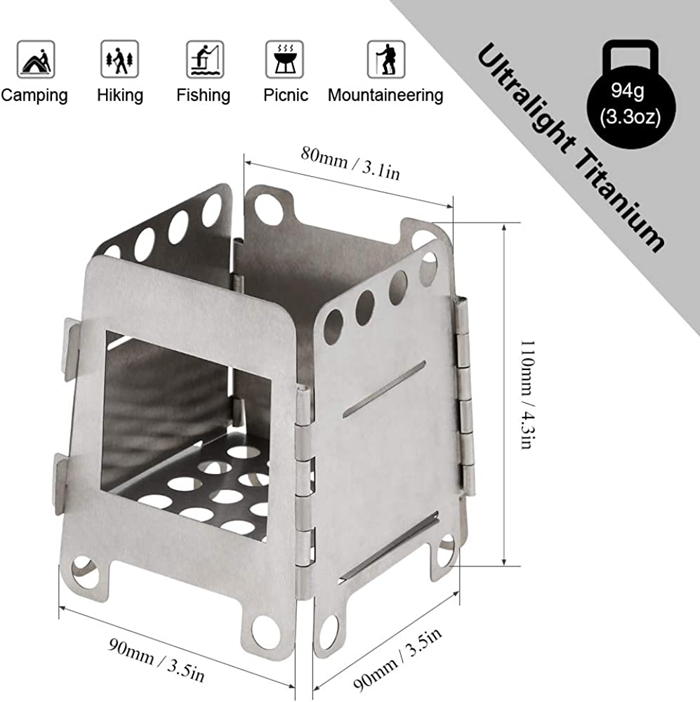 Portable and folding stainless steel stove, (Titanium)