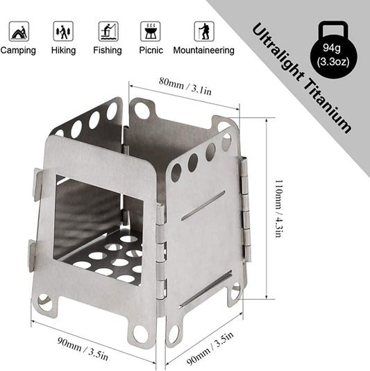 Portable and folding stainless steel stove, (Titanium)