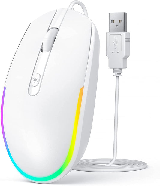 USB Wired Mouse, Backlight (White Wired Mouse)