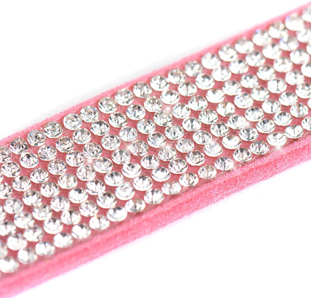 Crystal Dog Collar with Bow, 11-13 inch, Pink