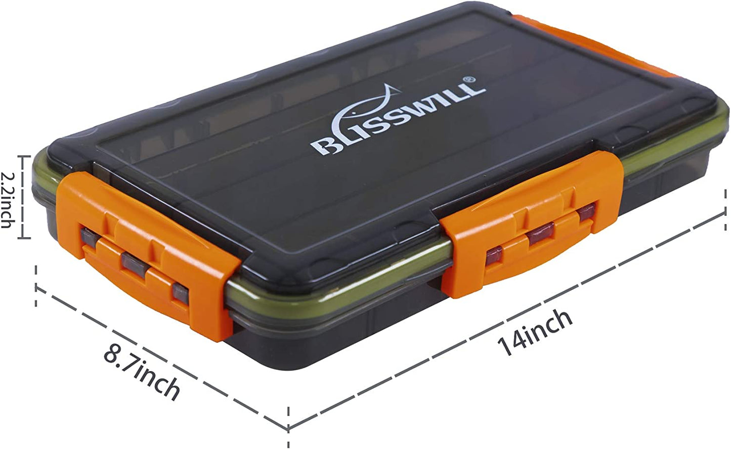 Fishing tackle organizer box.Orange - 2 pck (14x8.7x2.2inch)