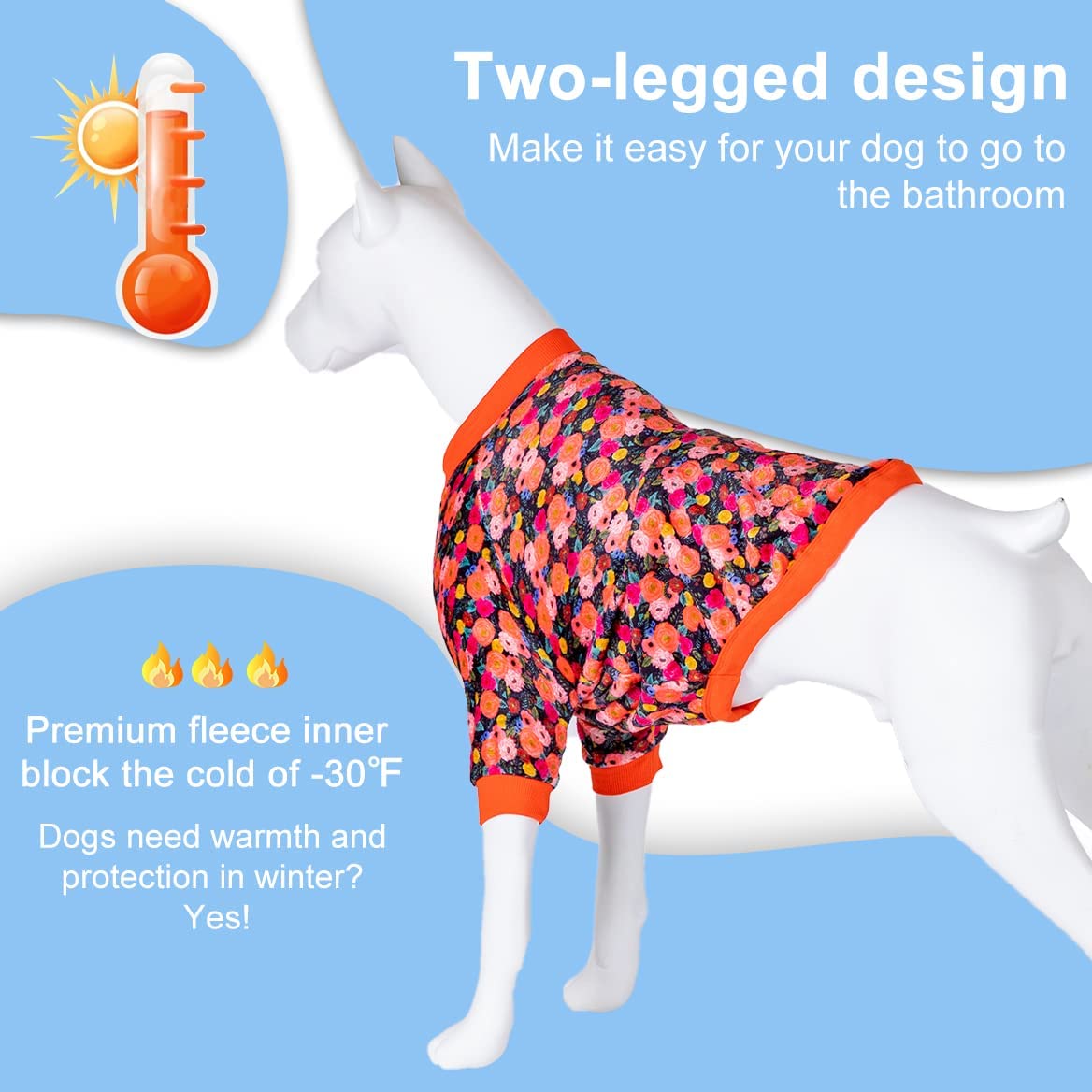 warm flannel jacket for dogs, large, color: orange