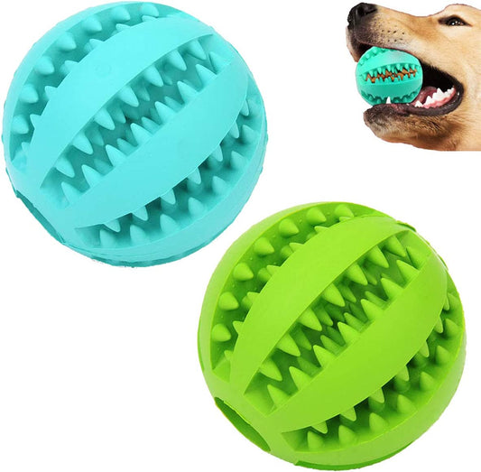 2-Pack Bite Resistant Blue and Green Pet Toy Balls