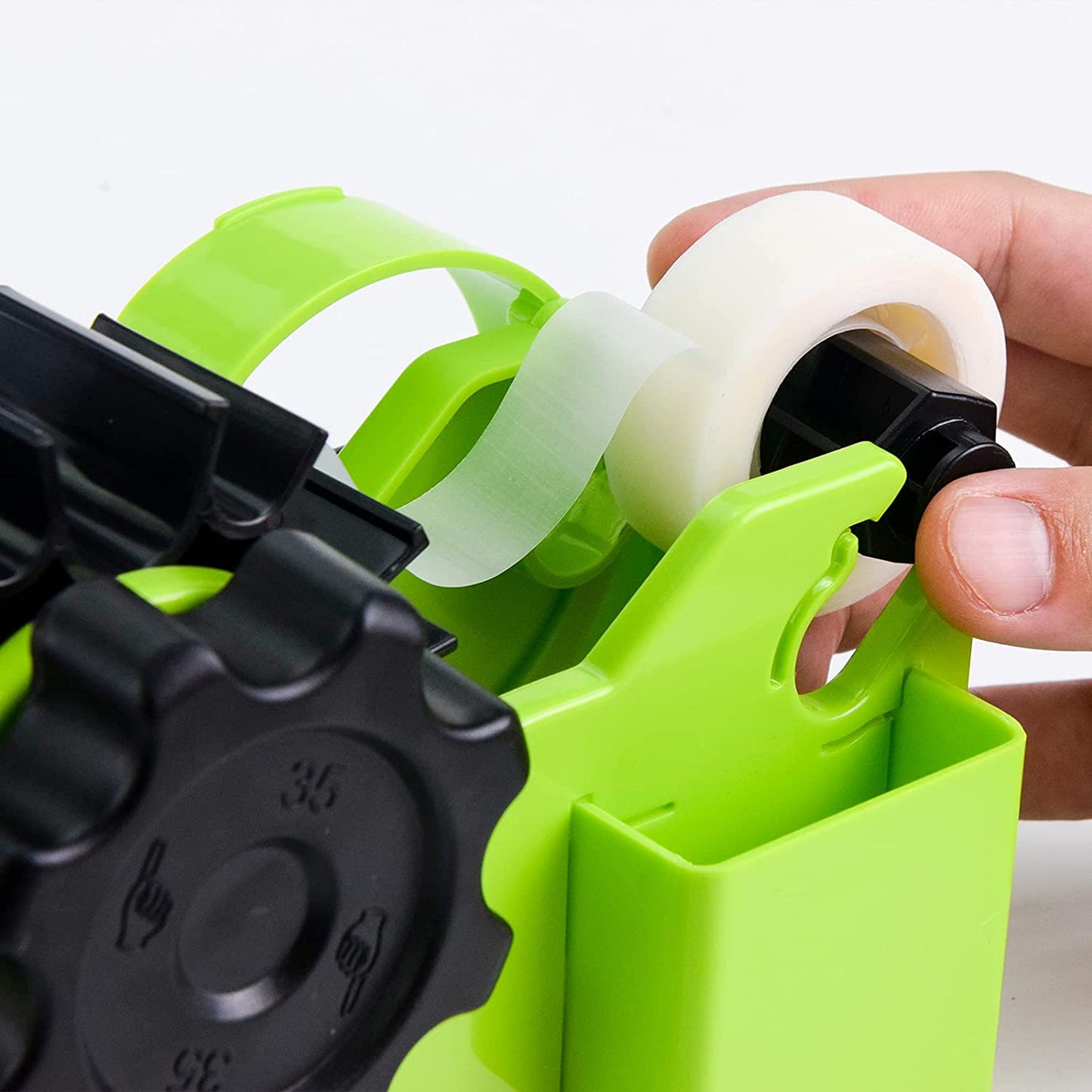 Green Packaging Tape Dispenser with Compartment, ‎8.7x5.2x4.2 inc