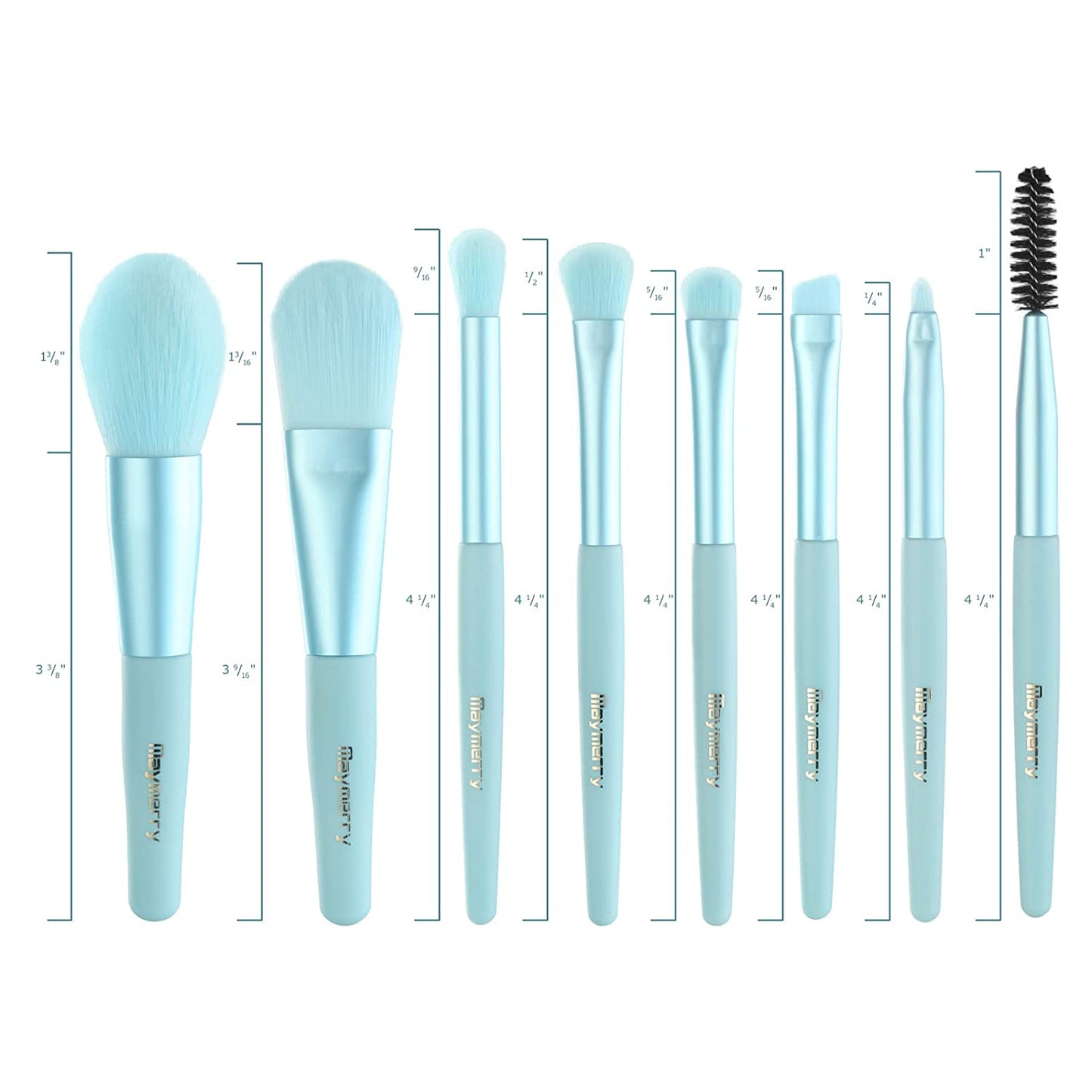 kit of 8 Light Blue makeup brushes