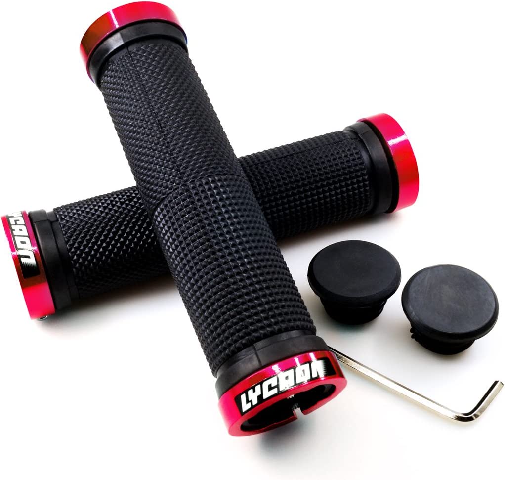 Anti-slip rubber bike grip with aluminum lock, Red