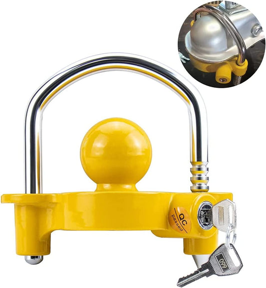 Universal Fit Trailer Coupler Ball Lock, (Yellow)