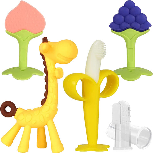 silicone baby teether, (giraffe and fruit shape)