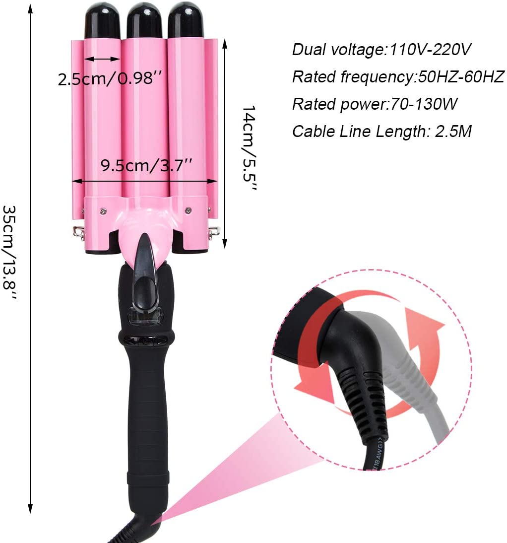 3 Barrel Hair Curler with LCD Temperature Displa