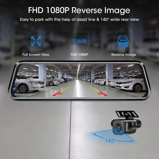 Full Touch Screen Front and Rear View Car Backup Camera, 1080P