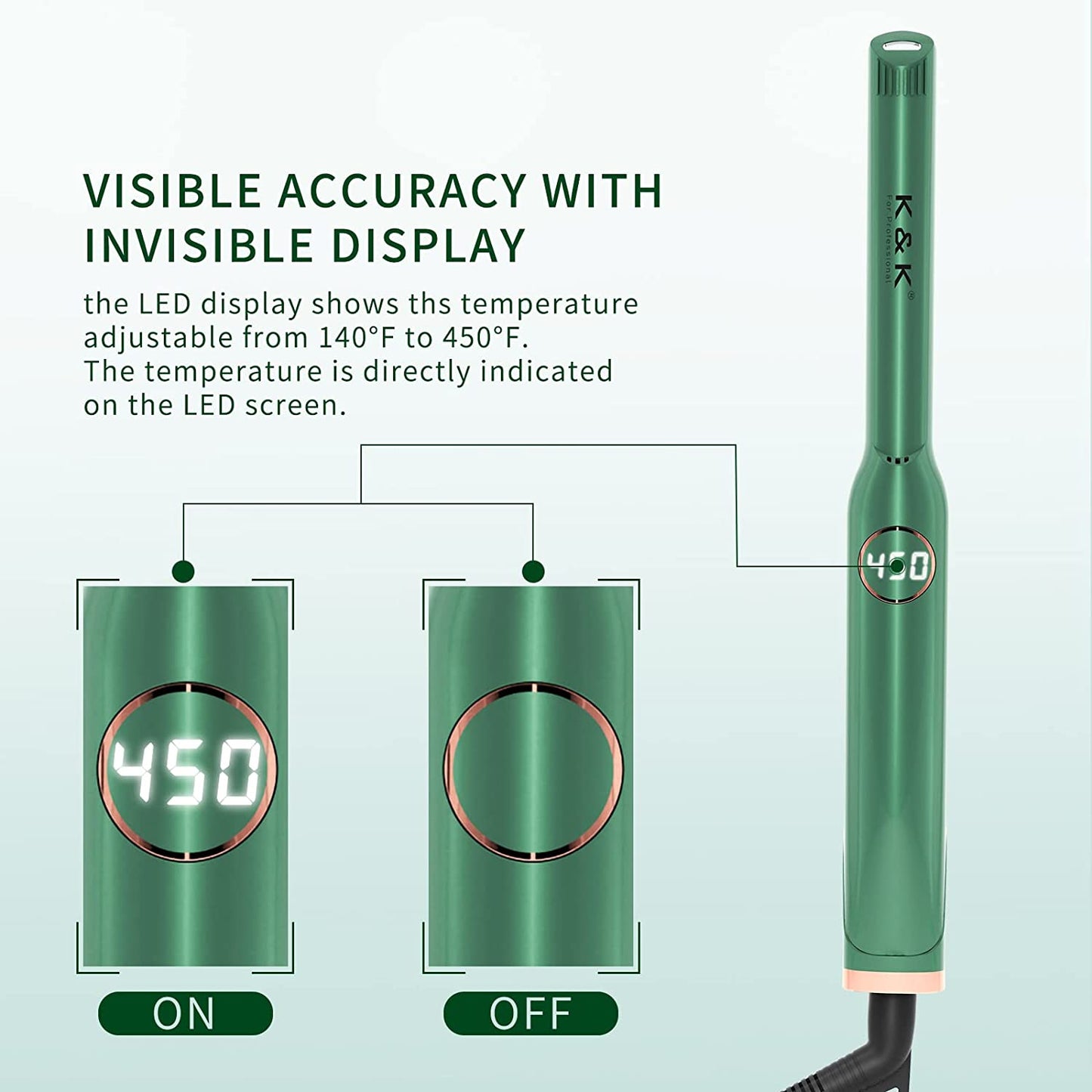 1/2-Inch Mini Flat Iron, LCD Display, Short Pile, Green