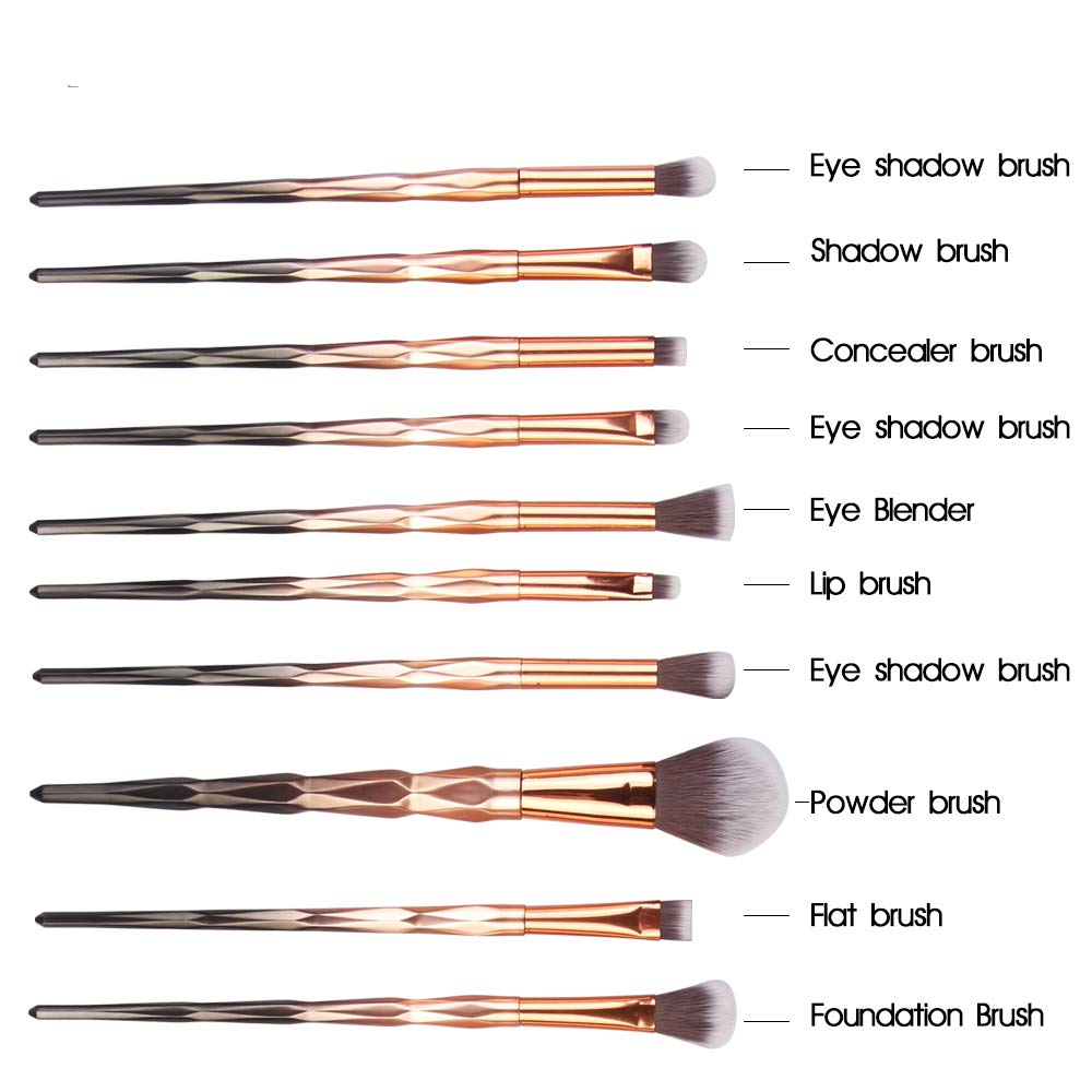 20 Pack Powder Makeup Brushes with Sponge, Brown and Gold