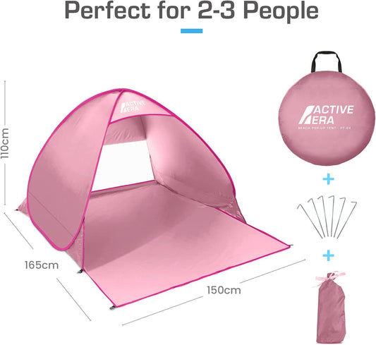 2 Person Pop Up Beach Tent - Pink