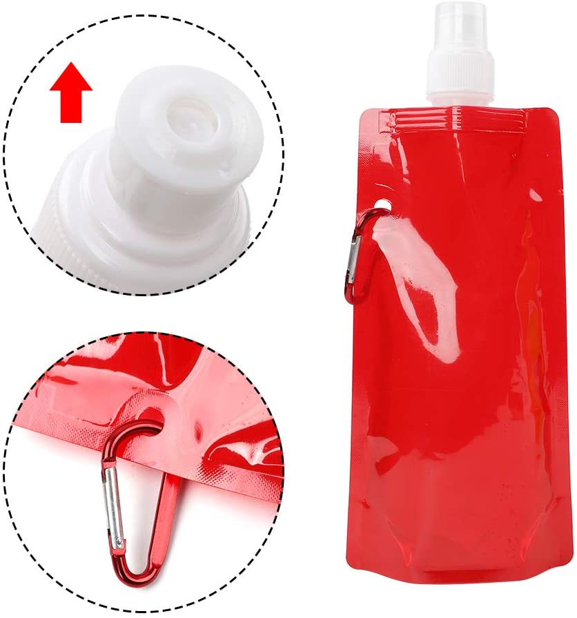 Foldable water bags with clip 9 assorted colors