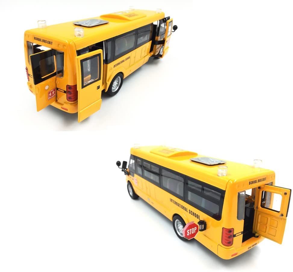 Removable 9" metal school bus with lights and sounds (Scale 1:32)