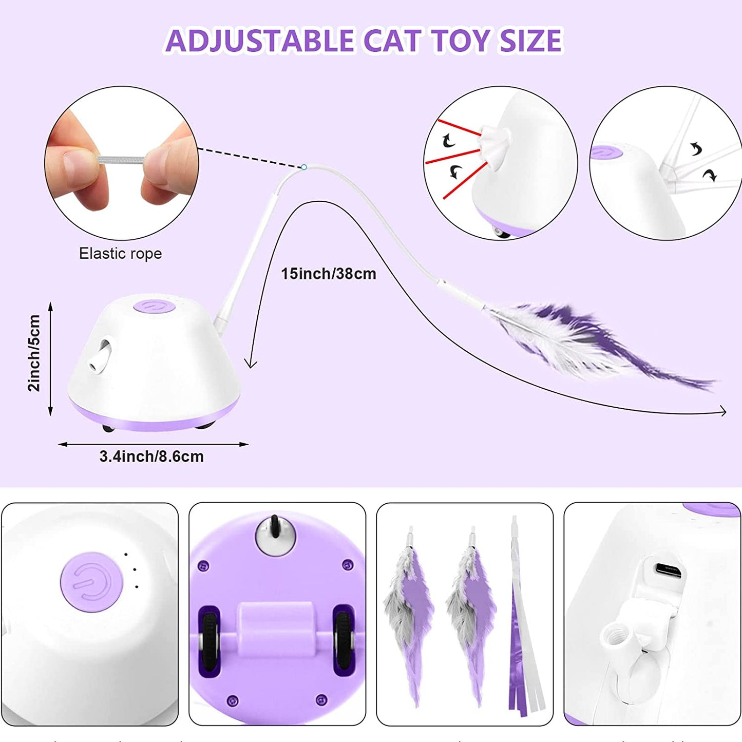 Interactive cat toy with automatic rotation, Purple