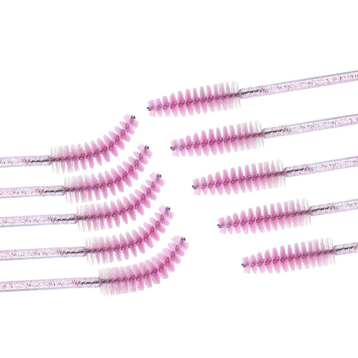 100 disposable mascara brushes with container (crystal pink)