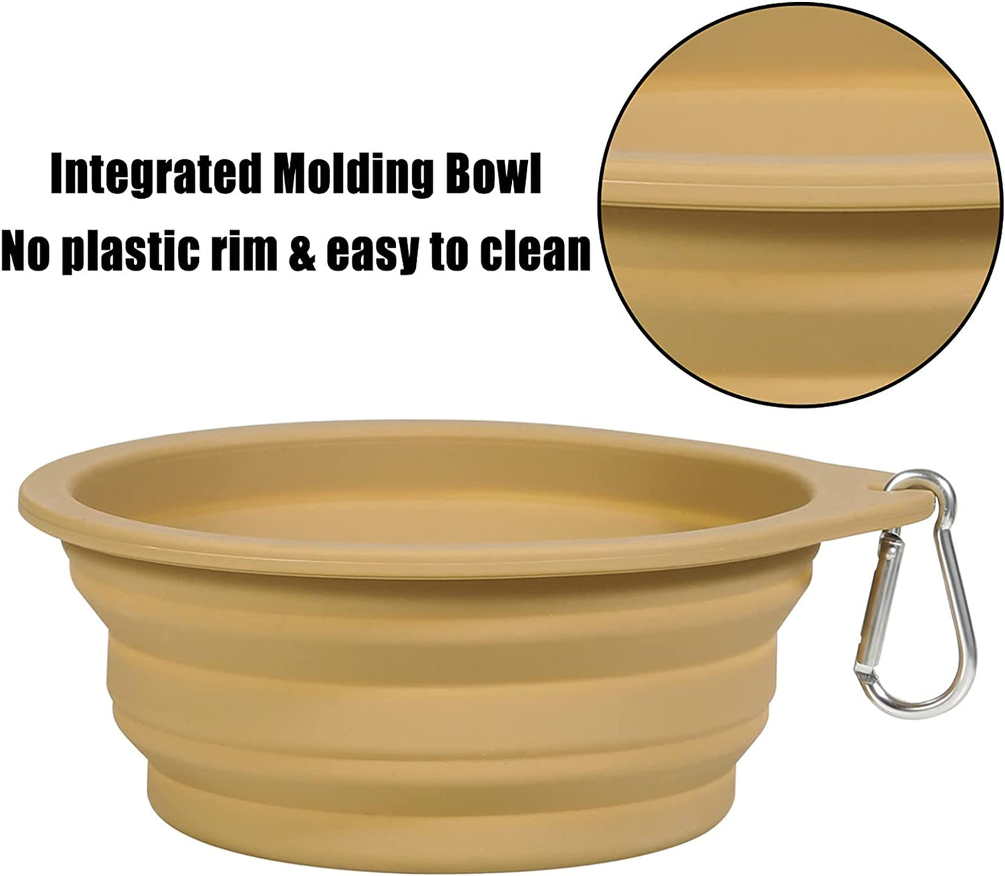 2 Pack Collapsible Dog Bowls, 600ml Travel Bowls (Navy + Khaki)