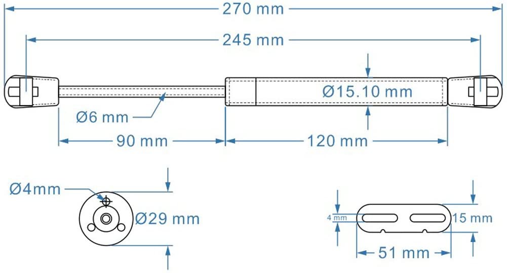 2pcs 18lb /80N Hydraulic Gas Strut Lift Support