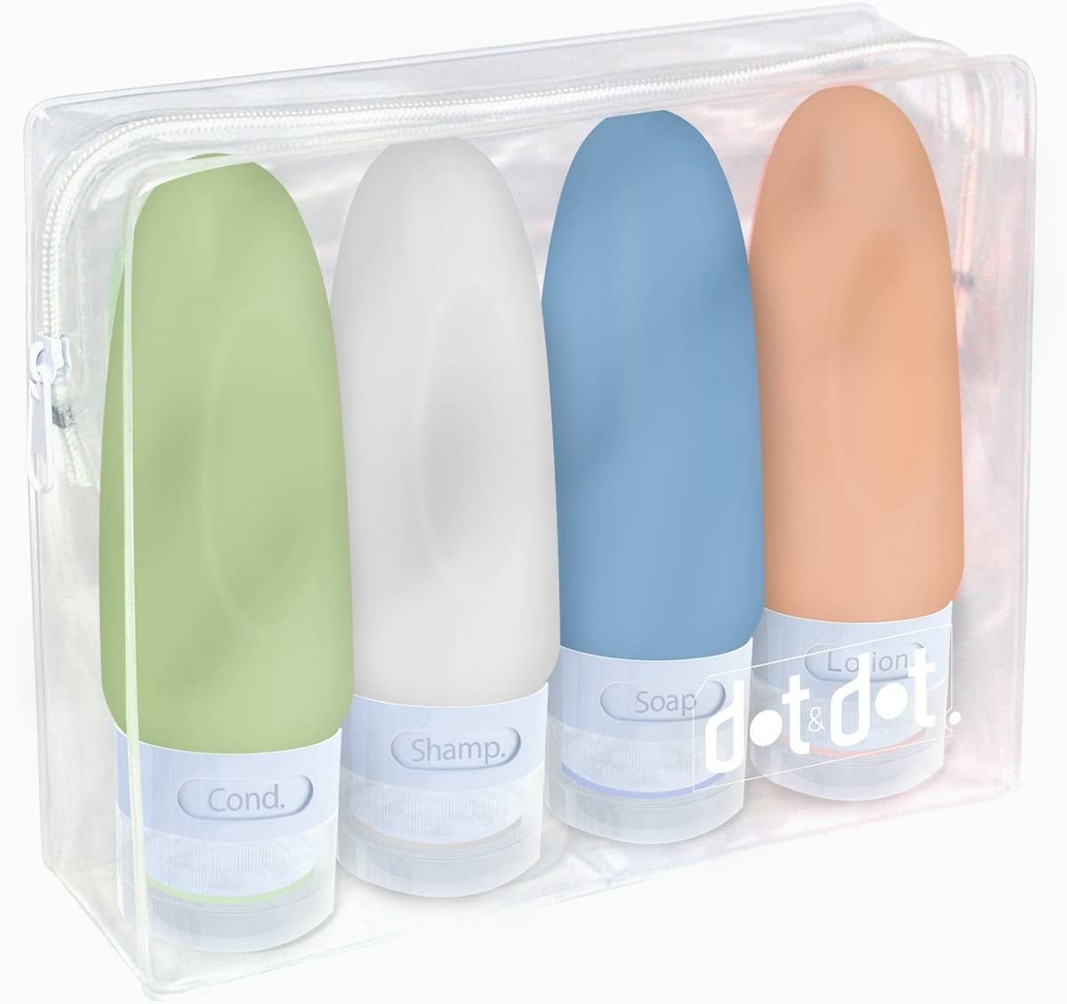 (4 Piece Travel Bottle Set, White/Blue/Green/Orange - 3 oz)