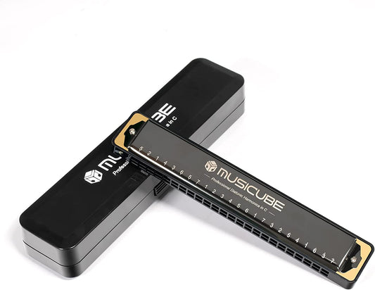 MUSICUBE Harmonicas for Adults 24 Holes colour:black