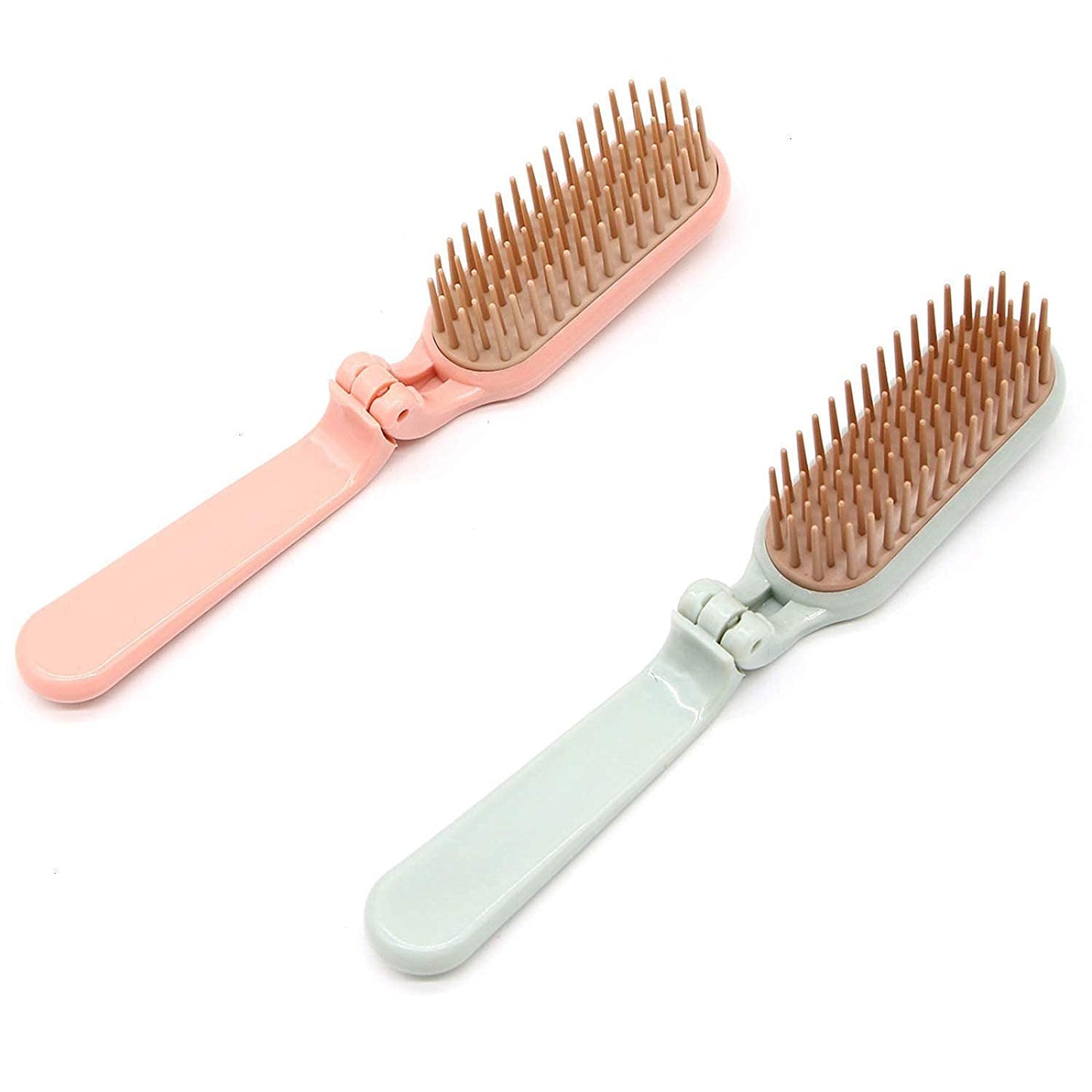 2 Pack Folding Hair Combs, Pocket Size (Blue, Pink)